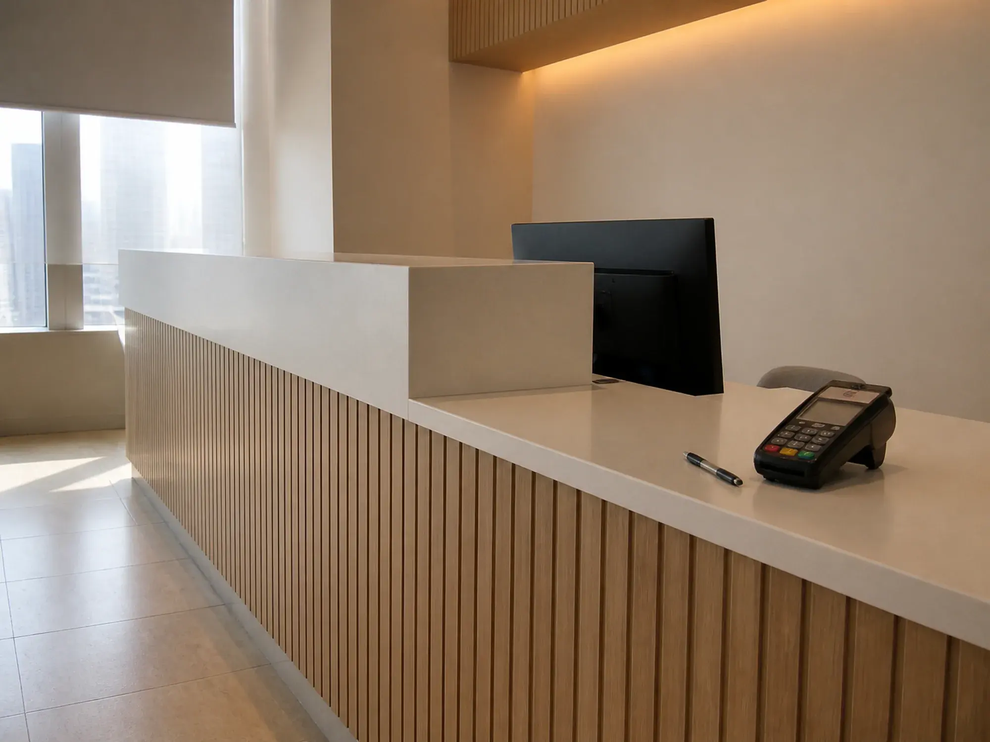 Check-In Counter in Seamless Solid Surface