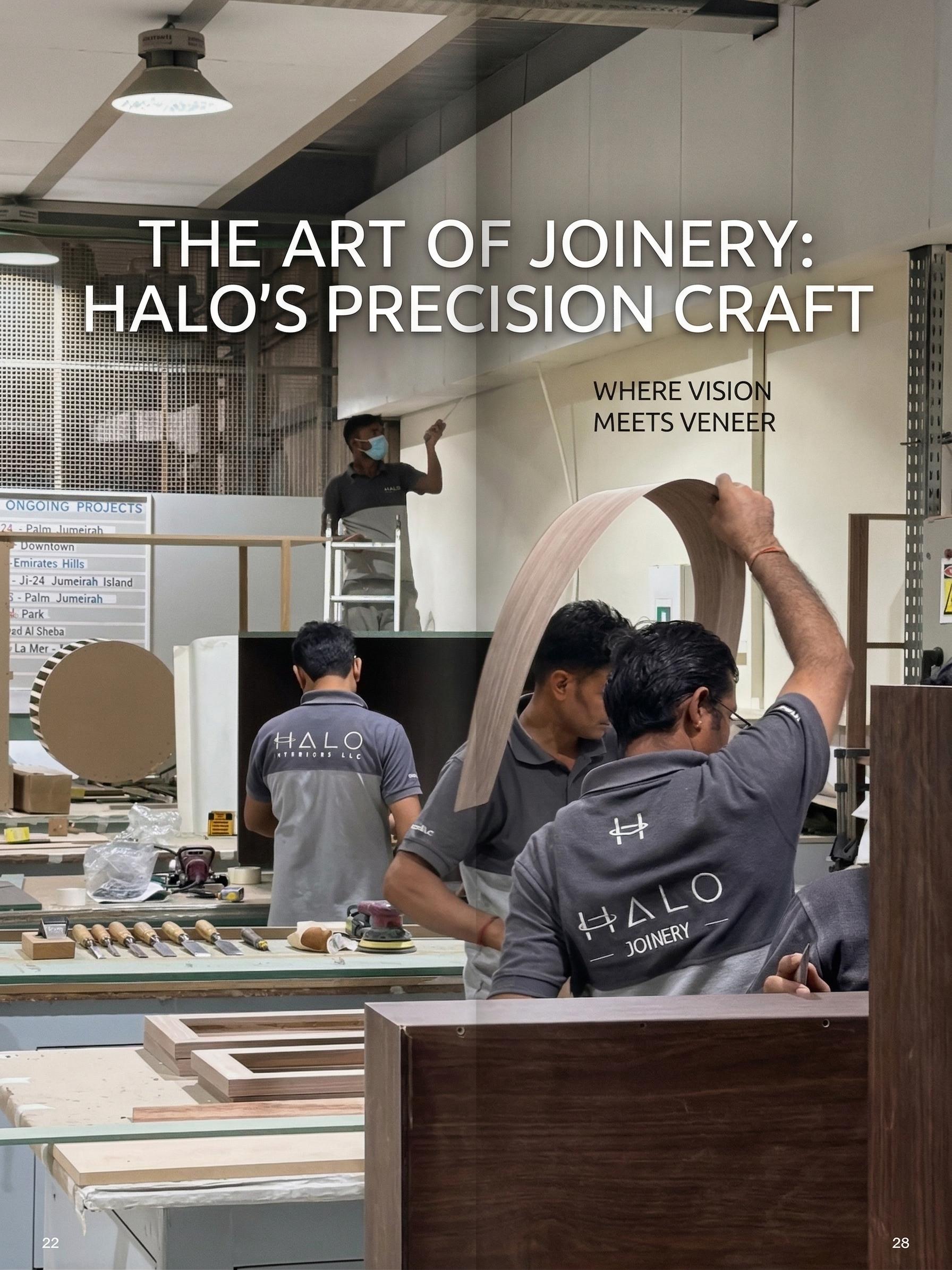 Custom wood cabinet fabrication in Halo joinery workshop Dubai UAE