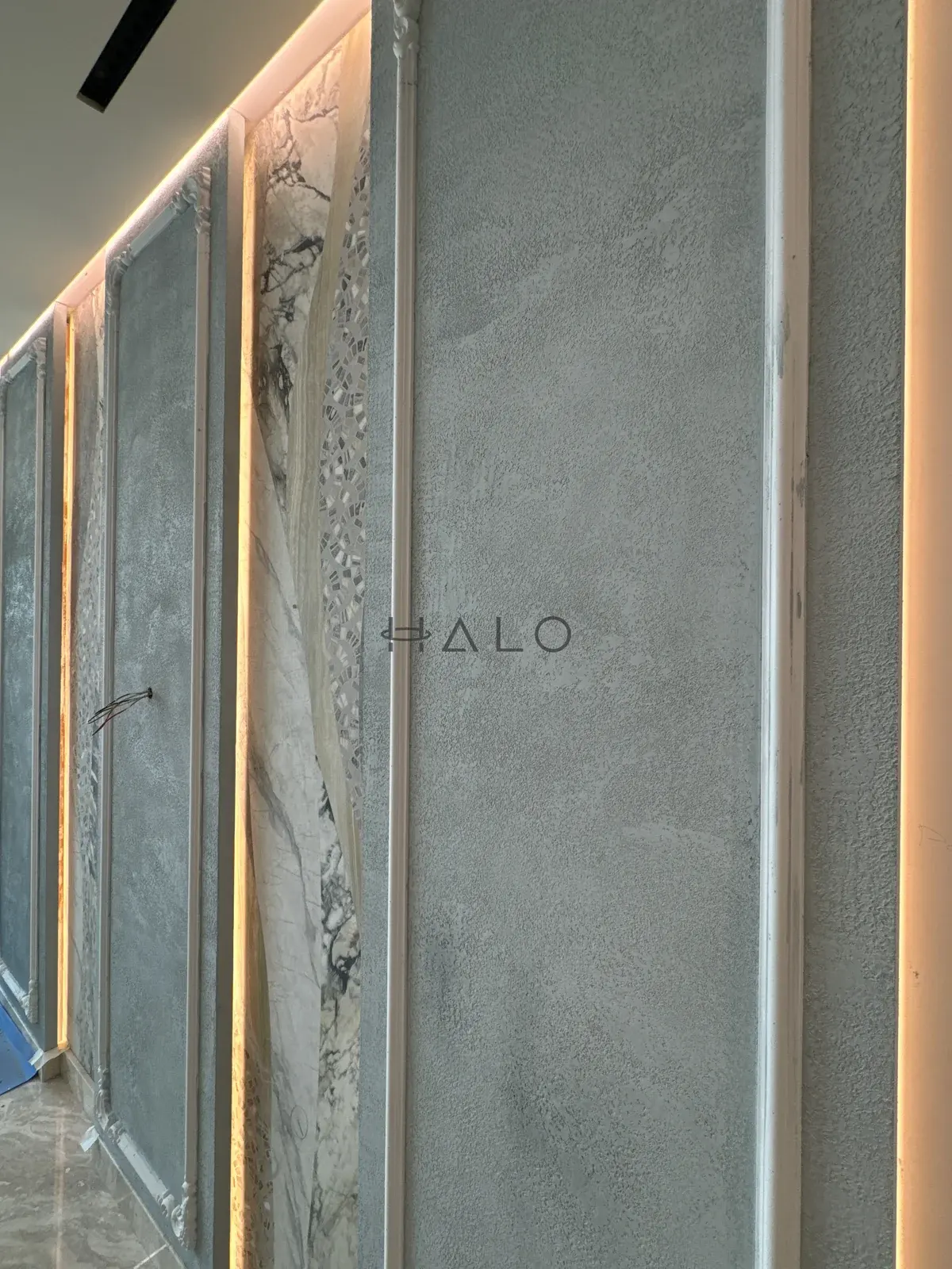 Illuminated decorative wall panelling — Almas, Halo Interiors