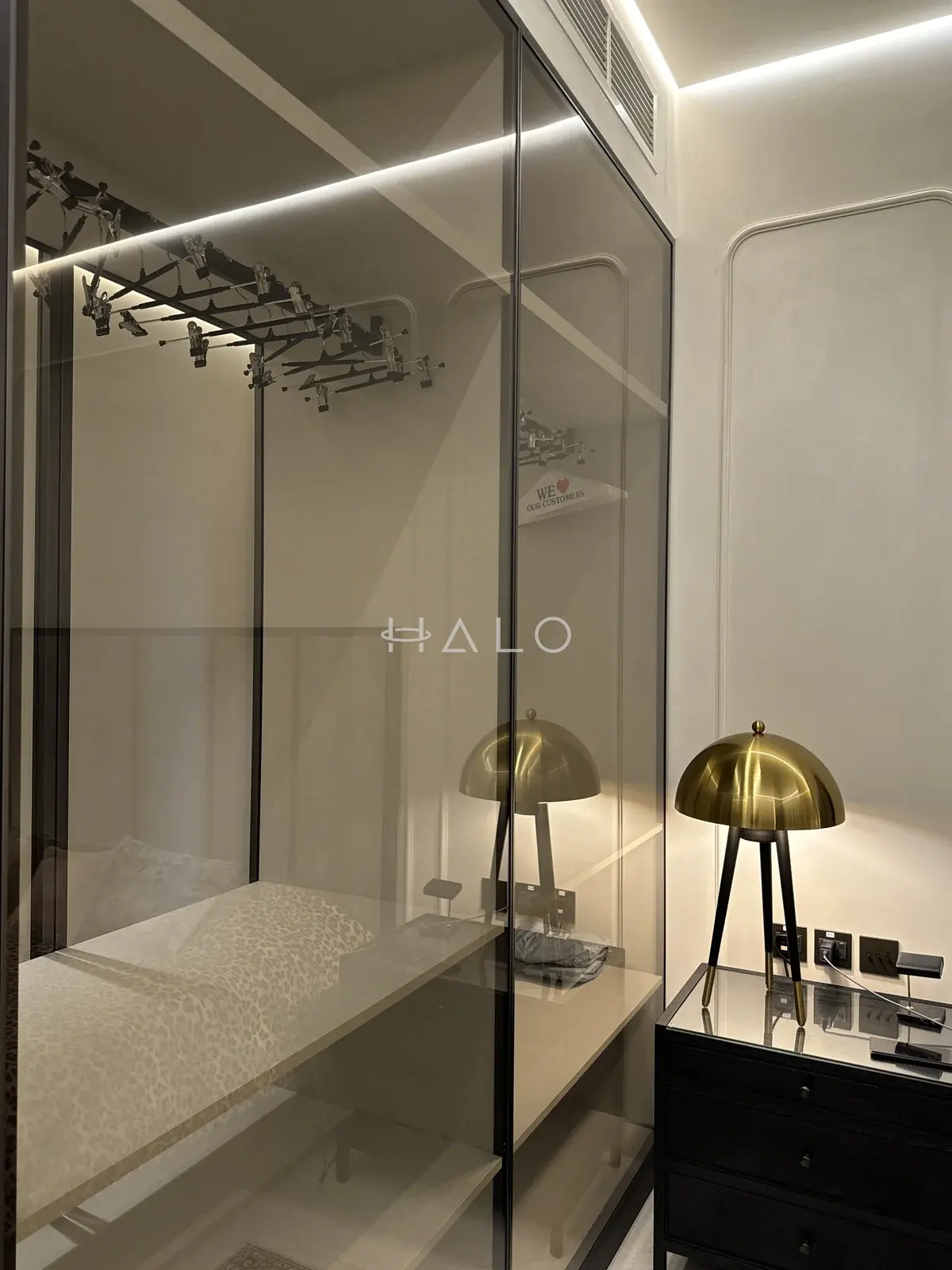 Mirrored wardrobe and bedside cabinet — City Walk, Halo Interiors