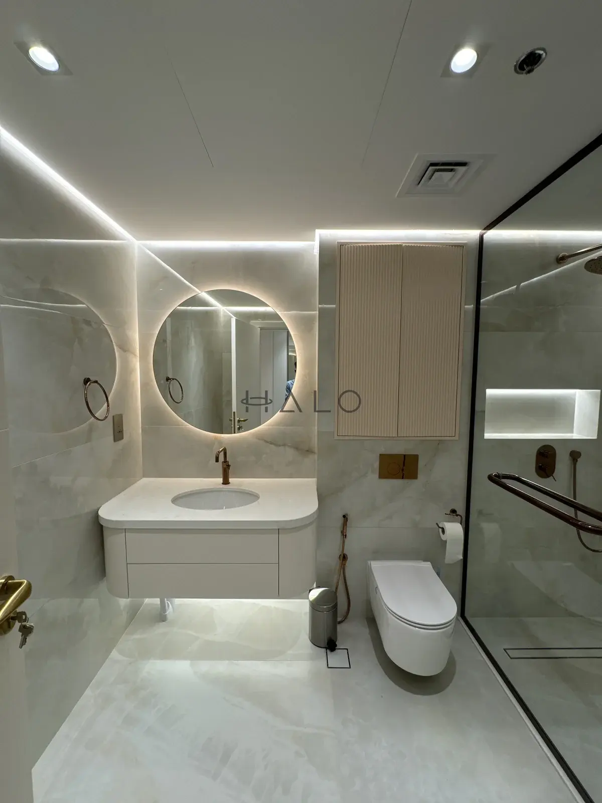 Floating bathroom vanity cabinet — Dubai Creek, Halo Interiors