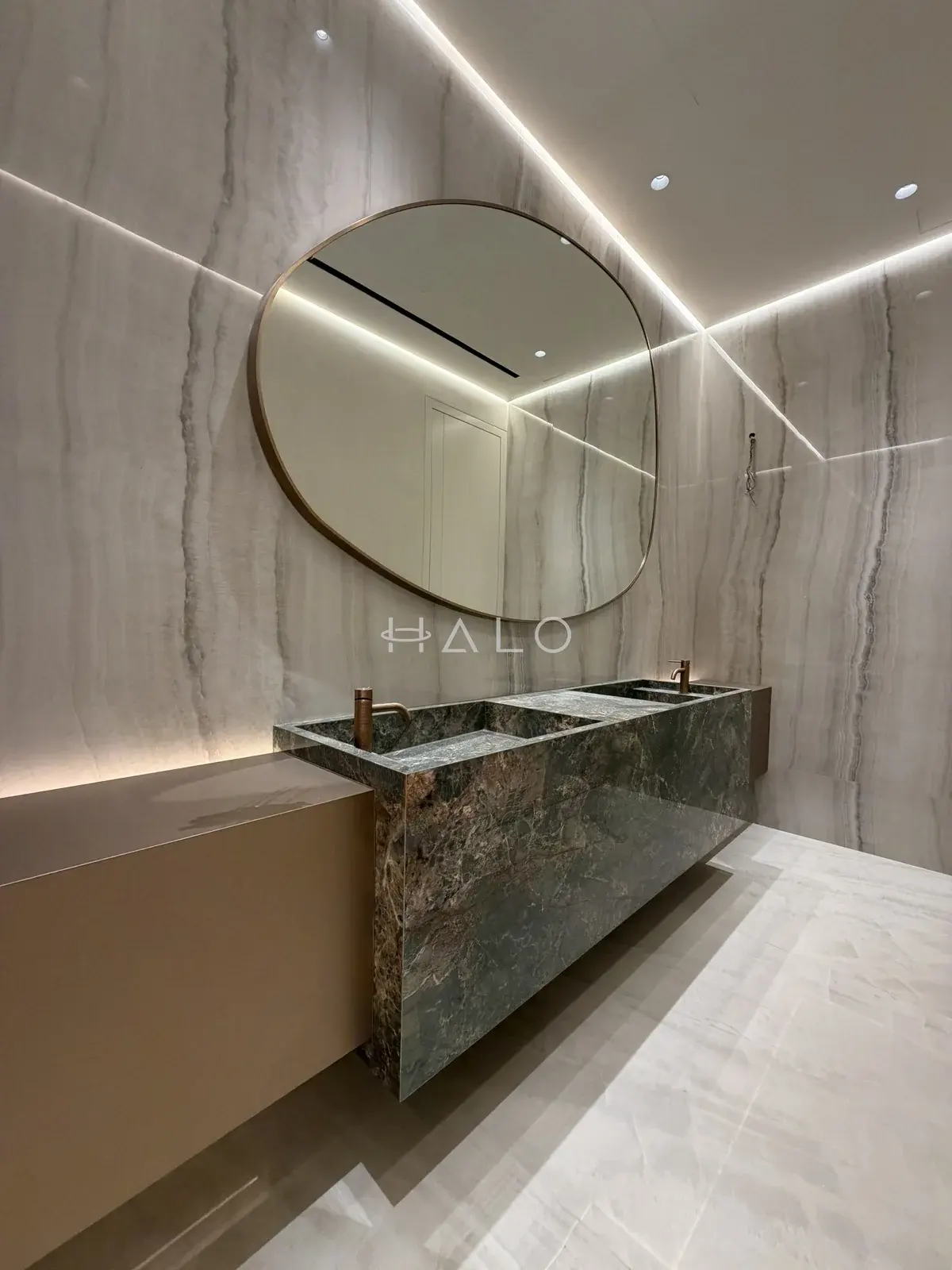 Double basin bathroom vanity — Palm Jumeirah, Halo Interiors