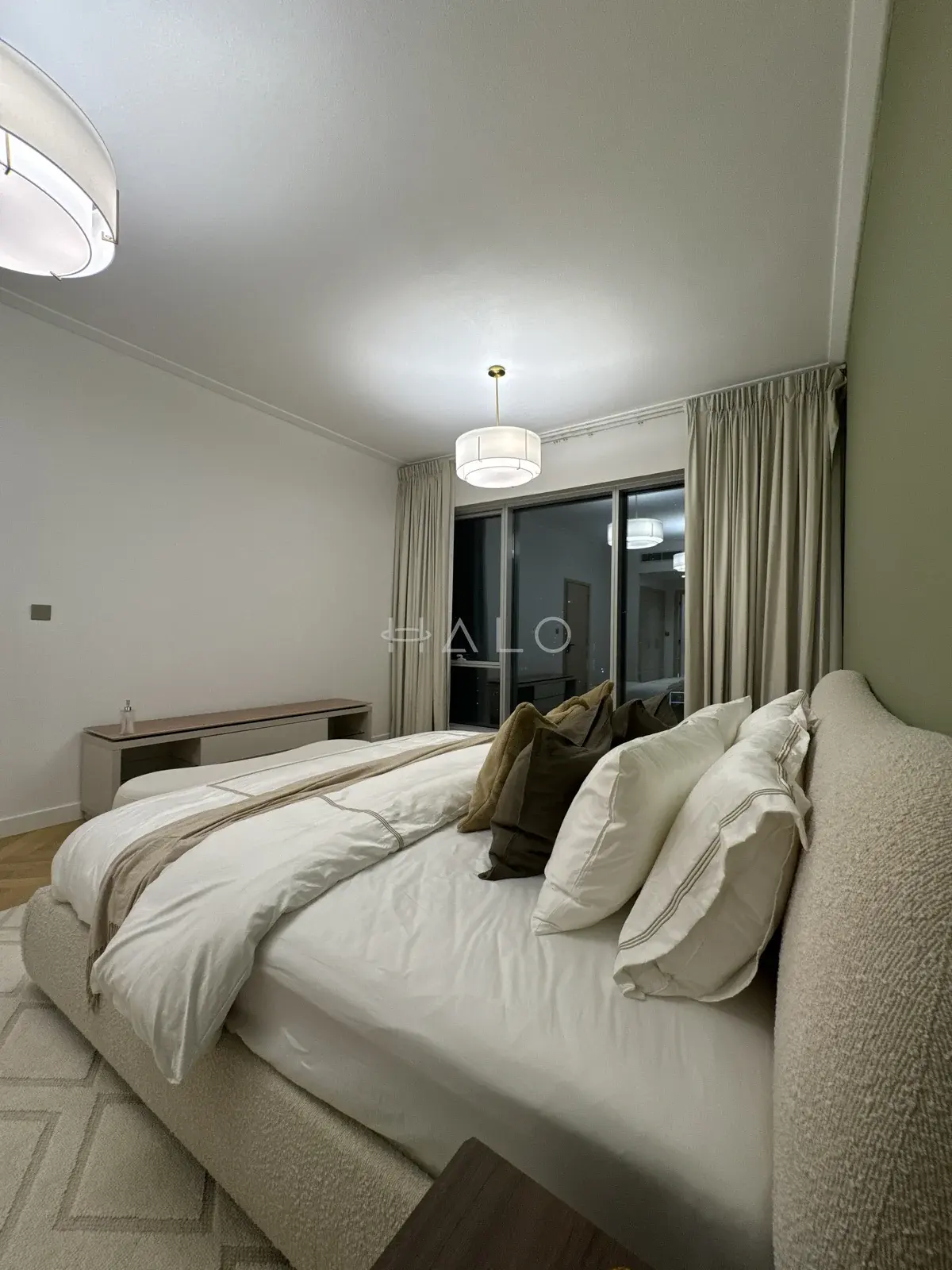 Bed and upholstered headboard — Paloma, Halo Interiors