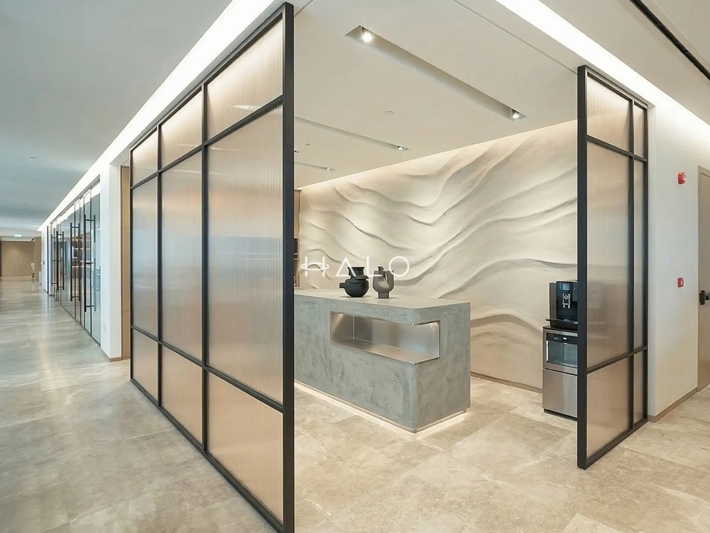 Office breakout and pantry area with custom joinery — portfolio view 06
