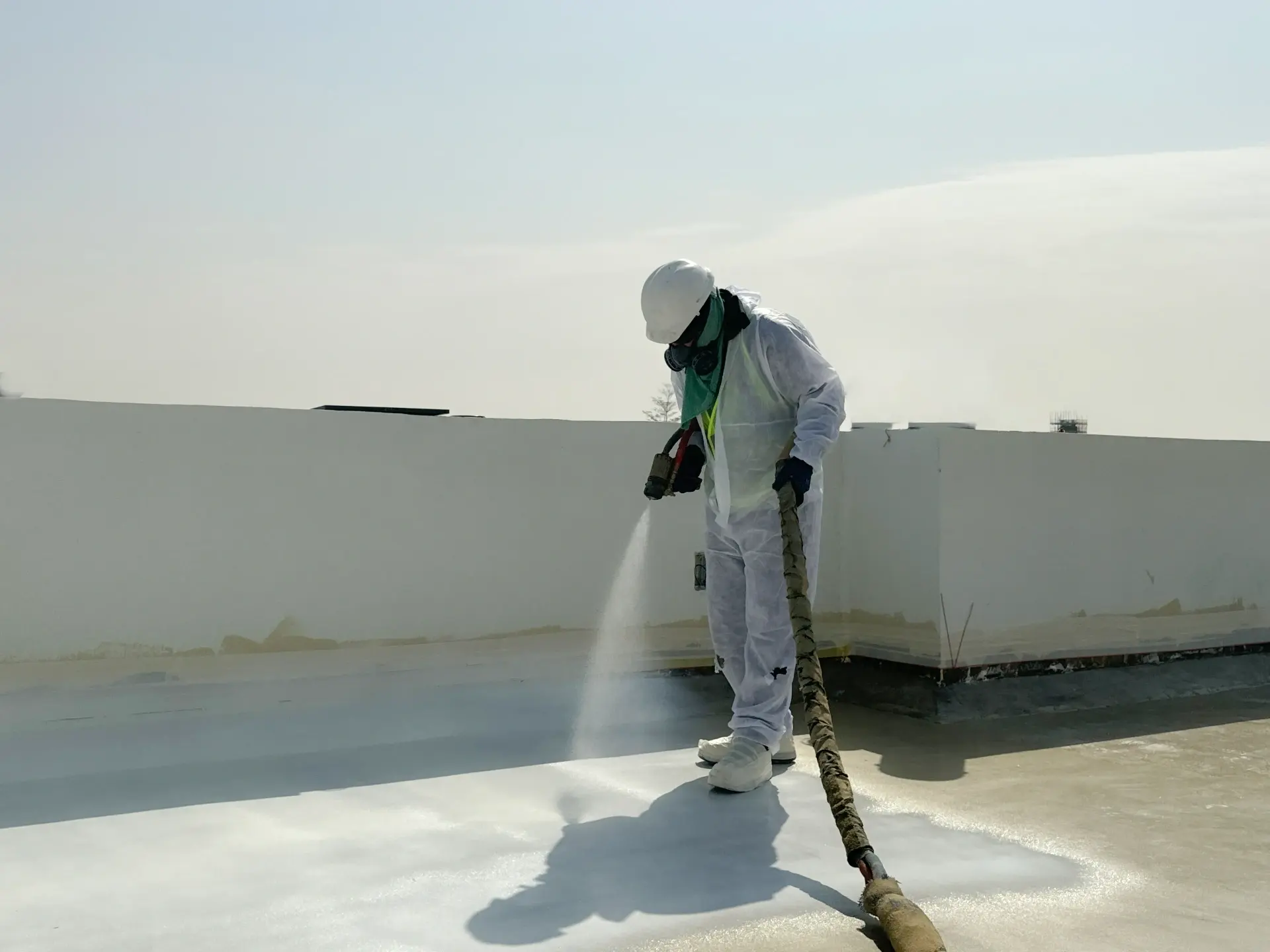 Halo site operative carrying out preparation works on a Dubai fit-out