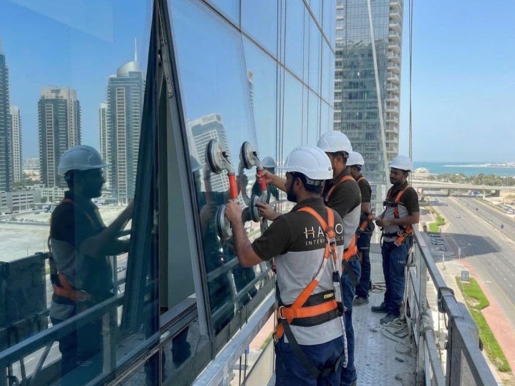 Halo site team carrying out supervised installation works in Dubai