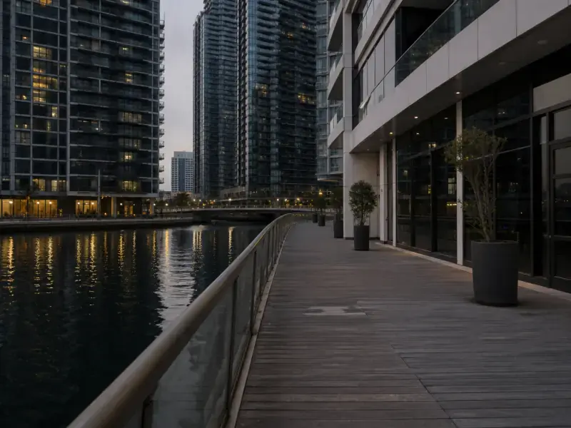 Canal-side boardwalk in Business Bay, Dubai