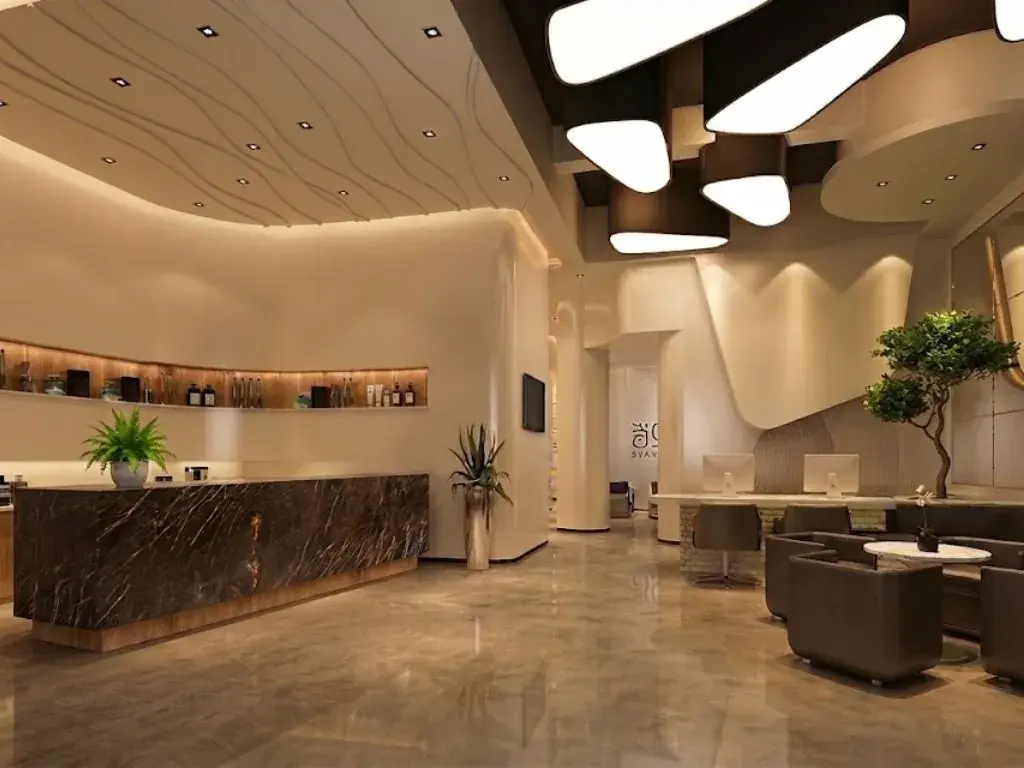 Backlit stretch ceiling installed by Halo in Dubai